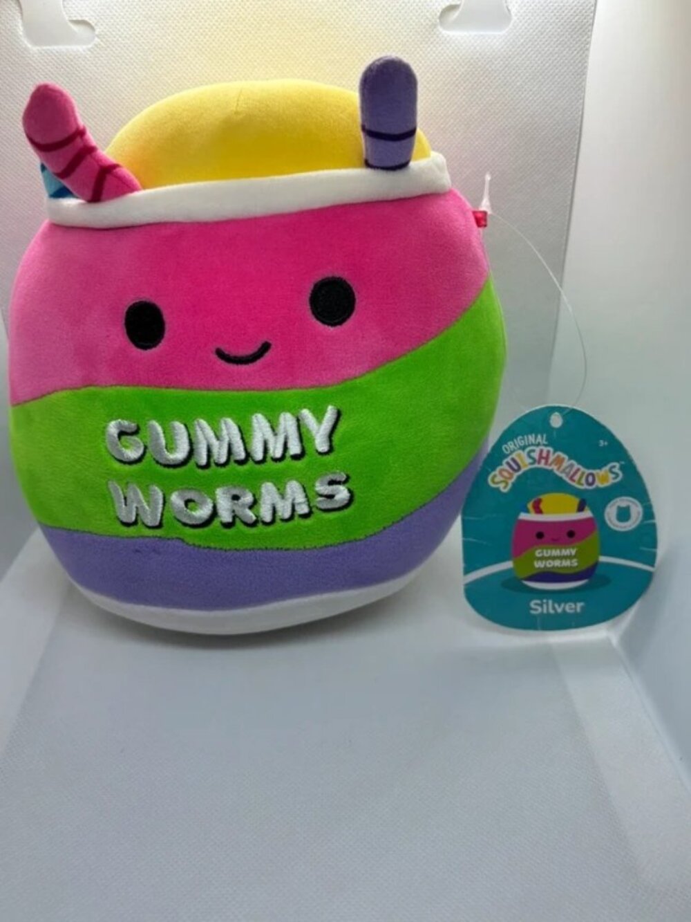 Silver Gummy Worms Squishmallow 7" With Tag